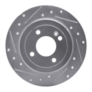Dodge Attitude Brake Rotor (1) - Rear Left - R1 Concepts - Drilled & Slotted - Silver - `12-`25
